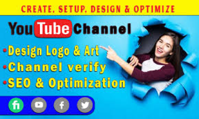 create and setup youtube channel with logo, banner, intro, outro, video editor